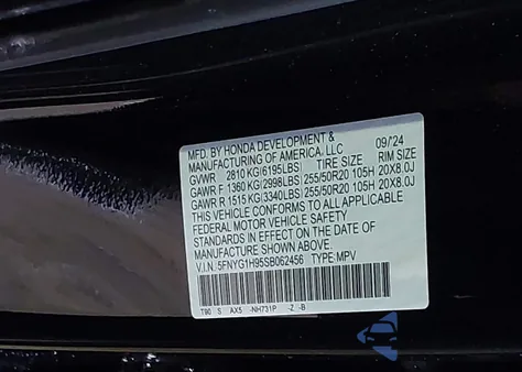 2025 Honda Pilot Black Edition z USA, uszkodzony, nr VIN 5FNYG1H95SB062456